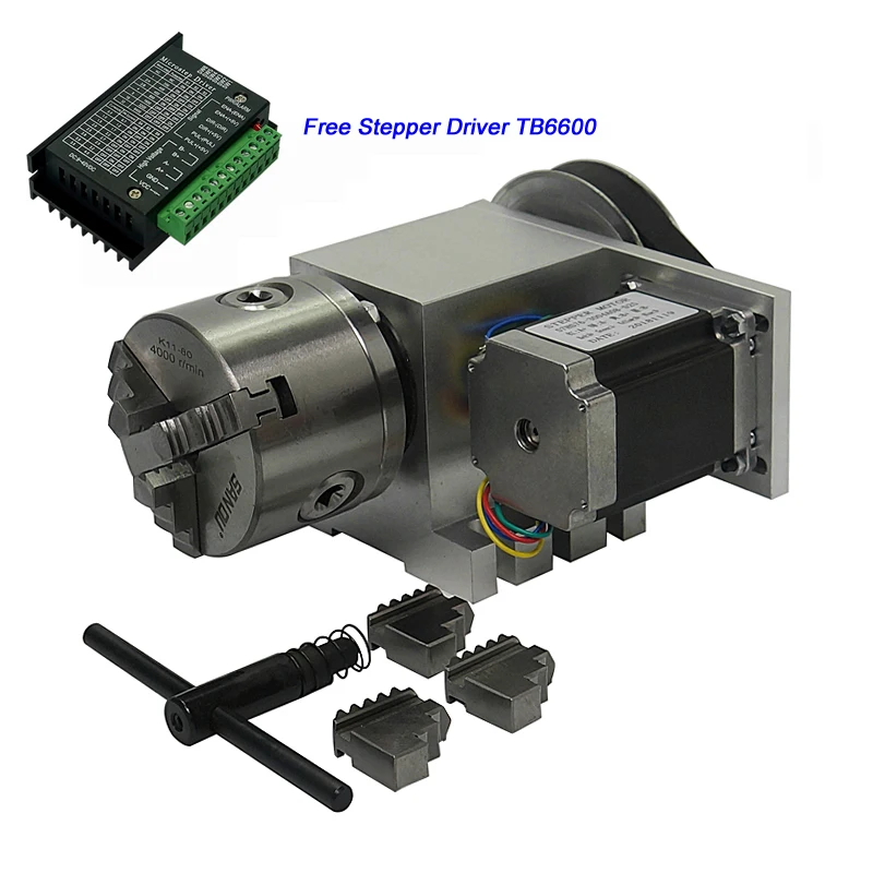 Center Height 65MM Hollow Shaft CNC 4th Axis 80MM 100MM 3 4 Jaw Chuck Rotary | Инструменты