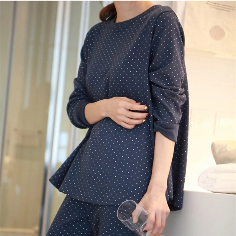 Женские пижамные комплекты из 2 предметов осенне Весенняя Хлопковая женская