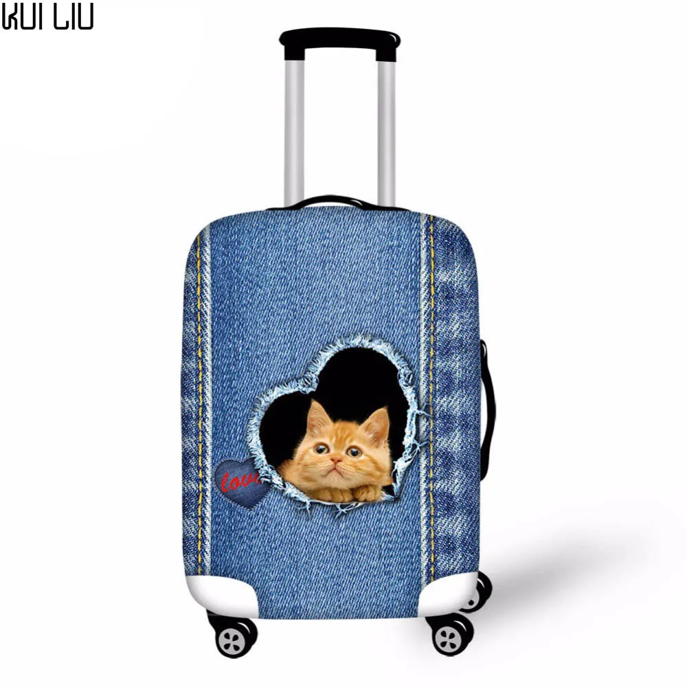 

Индивидуальные изображения, чемодан, Защитные Чехлы, деним, кошка, единорог, чехол для багажа, эластичная дорожная сумка, крышка, valise, аксесс...