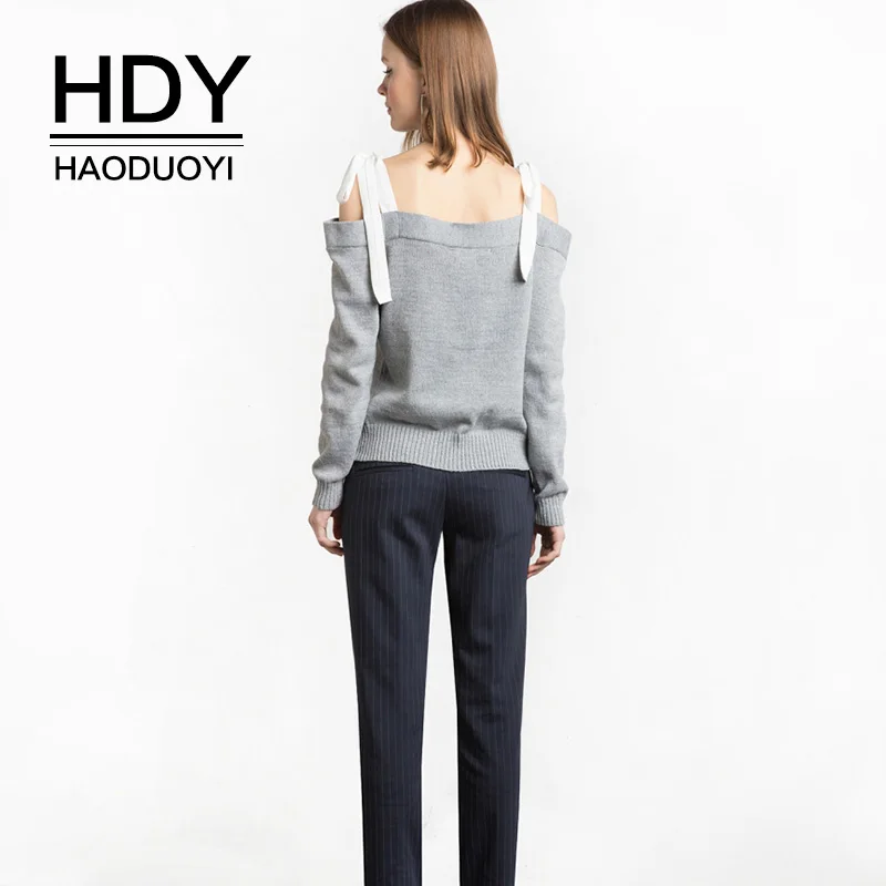 HDY Haoduoyi женские кардиганы с длинным рукавом на пуговицах Свитера бантом