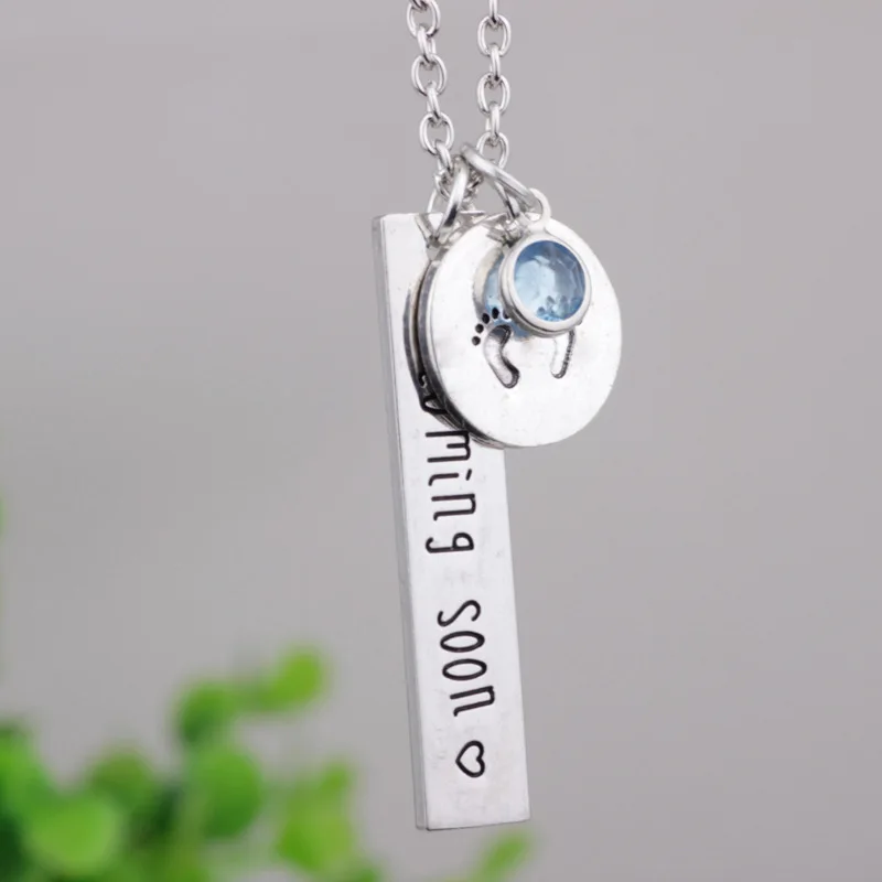 

10PCS Lettering Alloy Pendant coming soon Baby BABY Footprints Charm Inspirational Necklace Jewelry Double Feet Letter Necklace