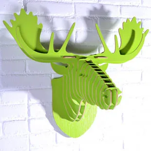 Настоящая резная 3D искусственная древесина лосиная голова подвесное украшение