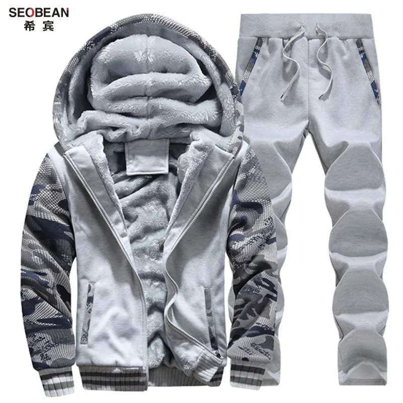 Плюс Размер Мода мужская Зимняя Толстовки Согреться Повседневная Толстовка