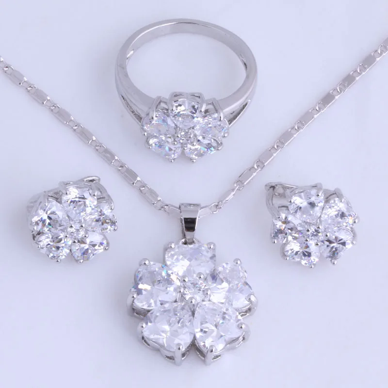 Монолог любви Вечный Белый кубический цирконий цветок серебряного цвета