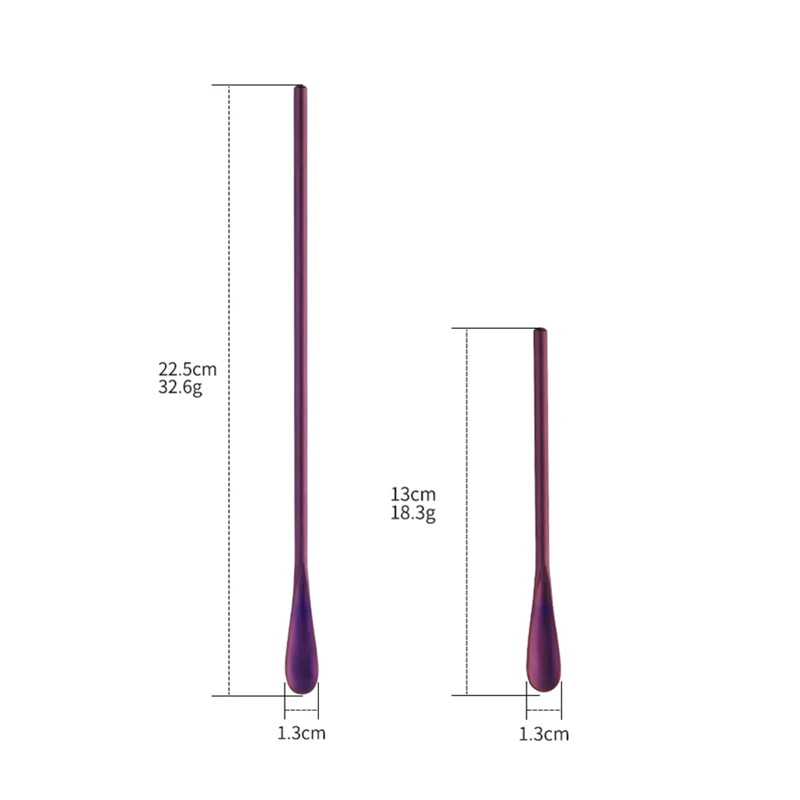 8 Purple Spoons 8 шт. ложки для помешивания из нержавеющей стали с длинной ручкой для чая, кофе, мороженого, десертной ложки, цветные двухтипные Кухонные Принадлежности для бара - Цвет: 8 Purple Spoons