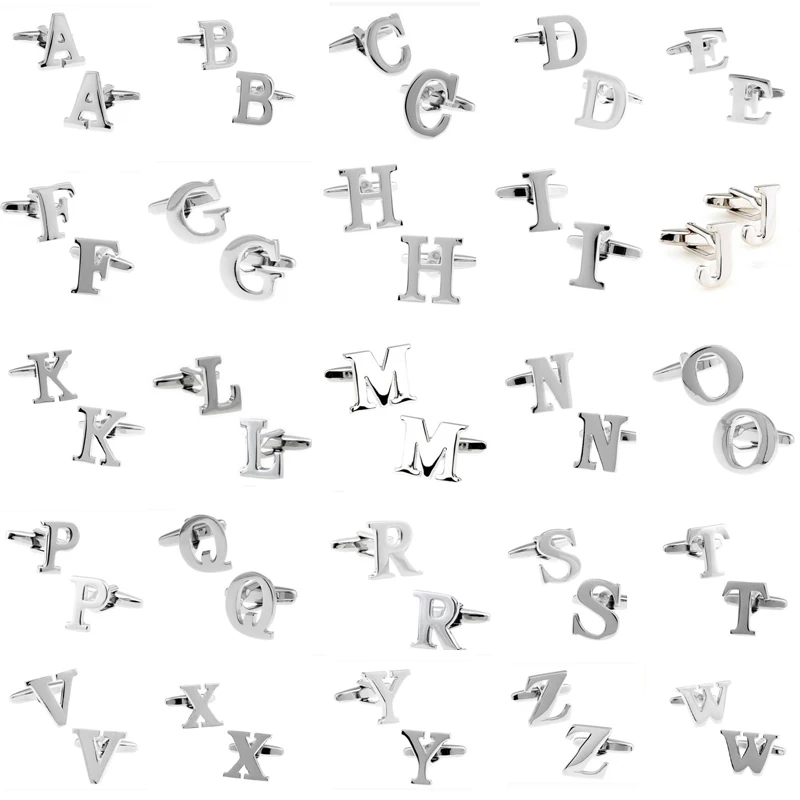 Запонки мужские медные посеребренные 26 Английских Букв|cufflink box|copper wall mount faucetcufflinks