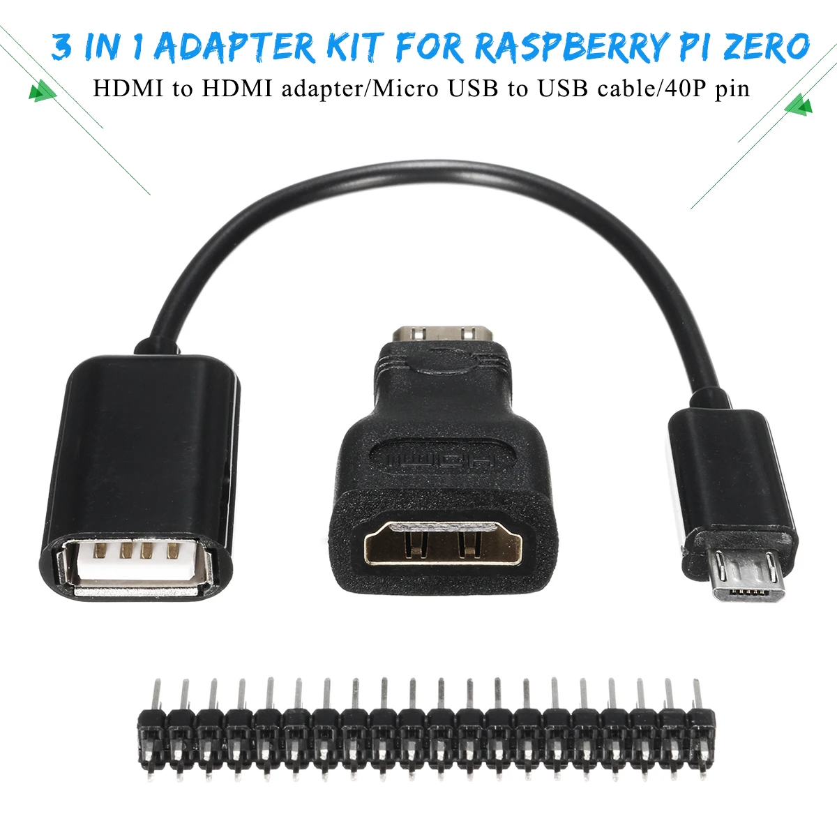 Адаптер Mini HD 3 в 1 кабель питания Micro USB мама + Pin 40P для Raspberry Pi Zero|Кабели HDMI| |