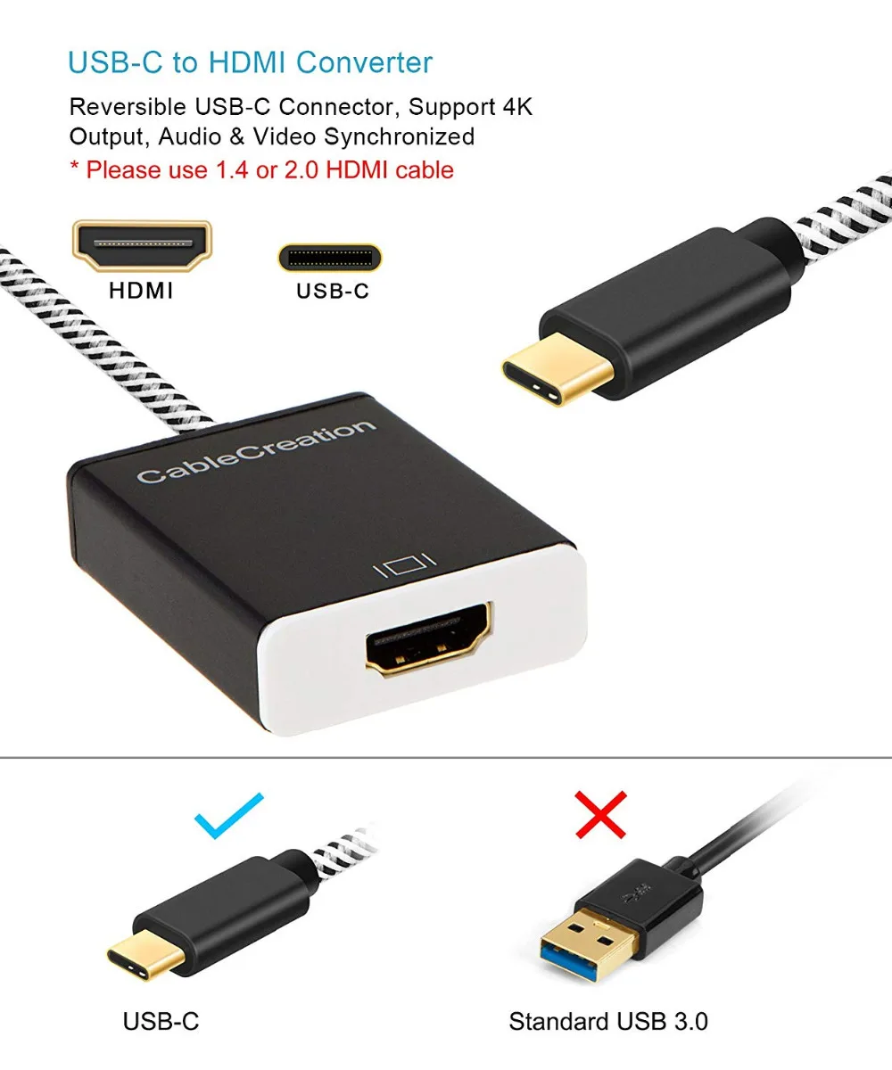 CableCreation Type-C to HDMI-Compatible [Thunderbolt 3 ] Adapter USB-C MacBook/MacBook Pro/iMac 2017 etc. | Электроника