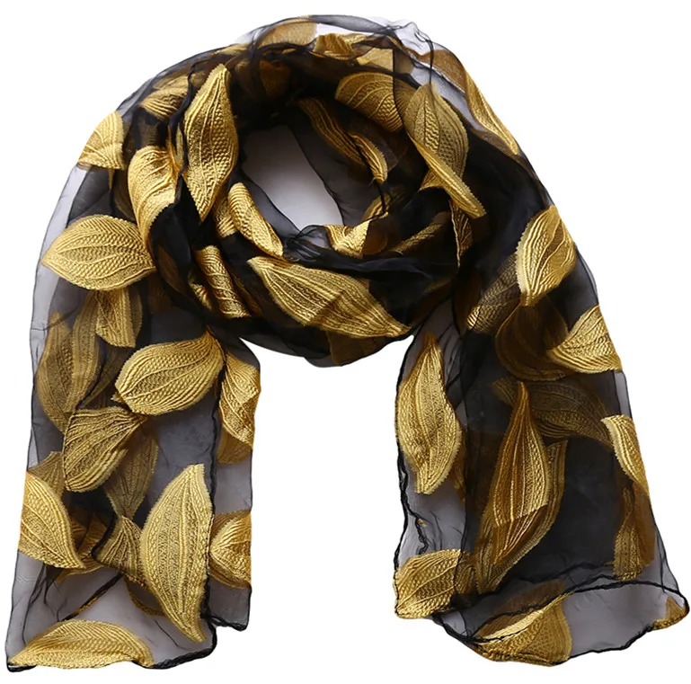 Light Yellow Leaves Шарф на весенне-летний сезон женский модный цветочный шарф с листочками элегантный женский пляжный зимний шарф для женщин шаль - Цвет: Light Yellow Leaves