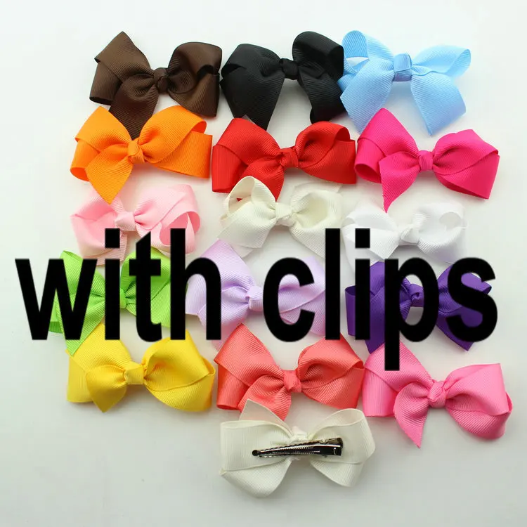 with clips 30 шт./лот для маленьких девочек grosgrain ленты бант заколка для волос заколка в виде бантика для детей аксессуары для волос - Цвет: with clips