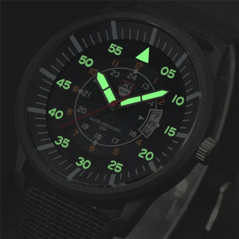 Мужские часы Relojes Hombre светящиеся новинка 2018 полицейский черный G10 нейлоновый
