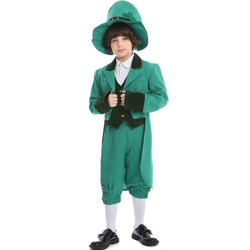 Детский костюм для мальчиков с надписью Lucky Charms Leprechaun нарядное платье на День