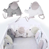 6 pcs set crib padding bumper baby bedding creative pillow embroidered printed cotton elephant cushion