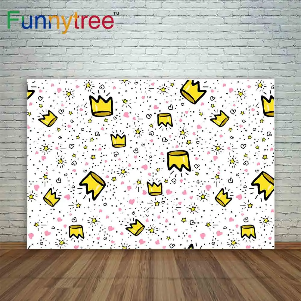 Фоны Funnytree для фотографии мультяшная икона Принцесса Принц каракули Золотая