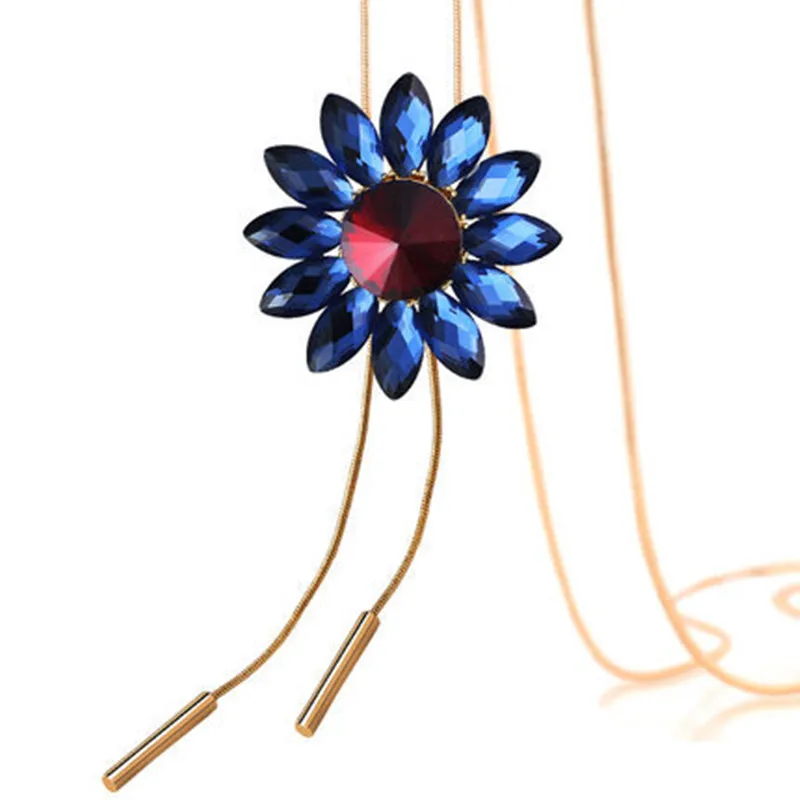 ZIRIS Fashion long tassels sweater necklace Han edition of the sun flower crystal women .Chain length 72cm | Украшения и