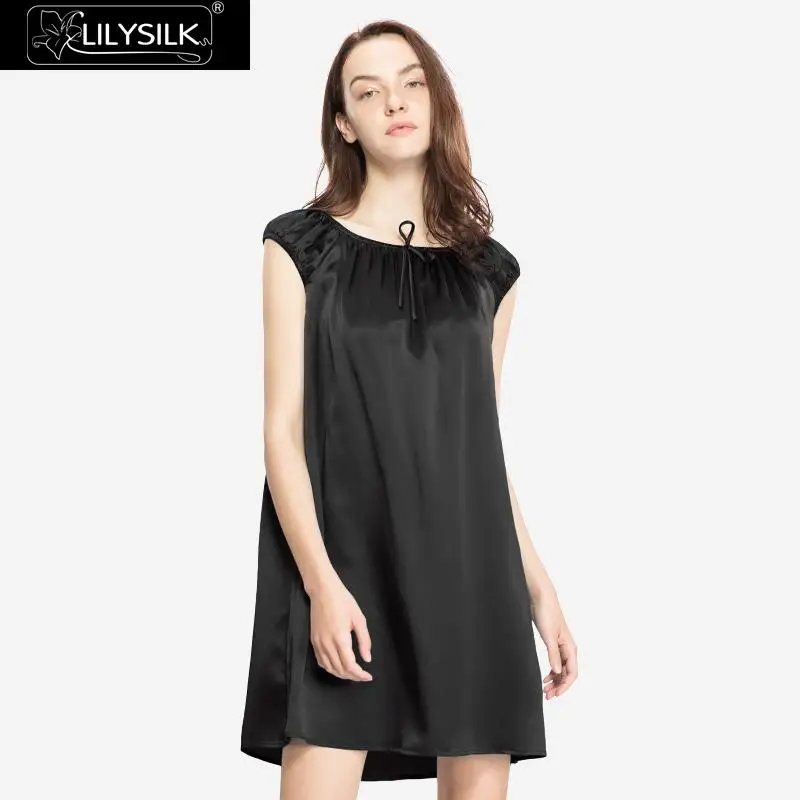 LilySilk ночная рубашка для девочек Женское ночное белье Ночная из чистого шелка 100
