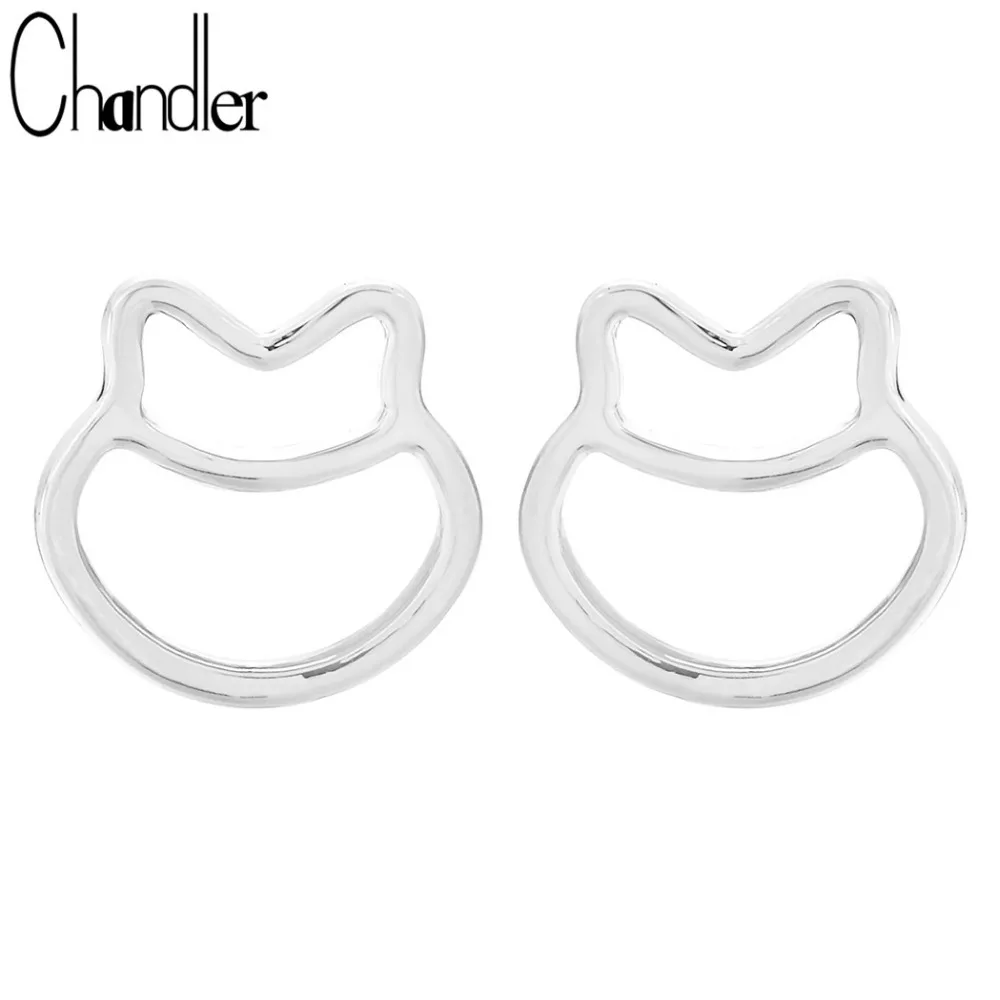 Милые полые серьги гвоздики с кошечкой для женщин и девочек простые повседневные