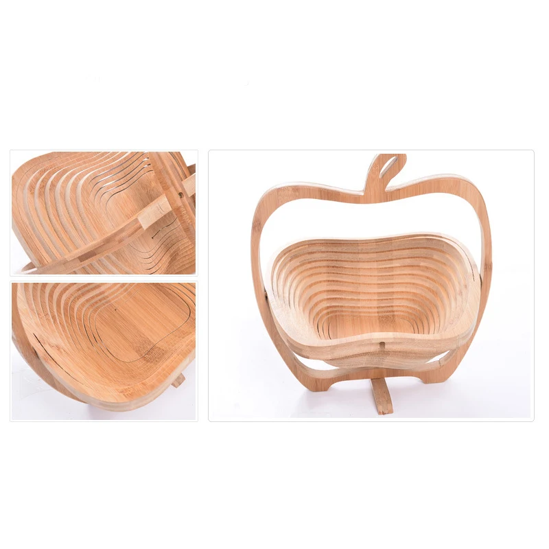 Новинка Складная бамбуковая корзина в форме яблока складная для