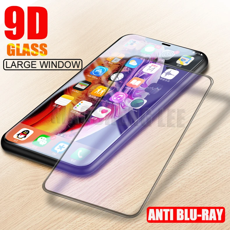 Новинка 9D закаленное стекло полное покрытие для iPhone X XS Max XR защита экрана анти Blu