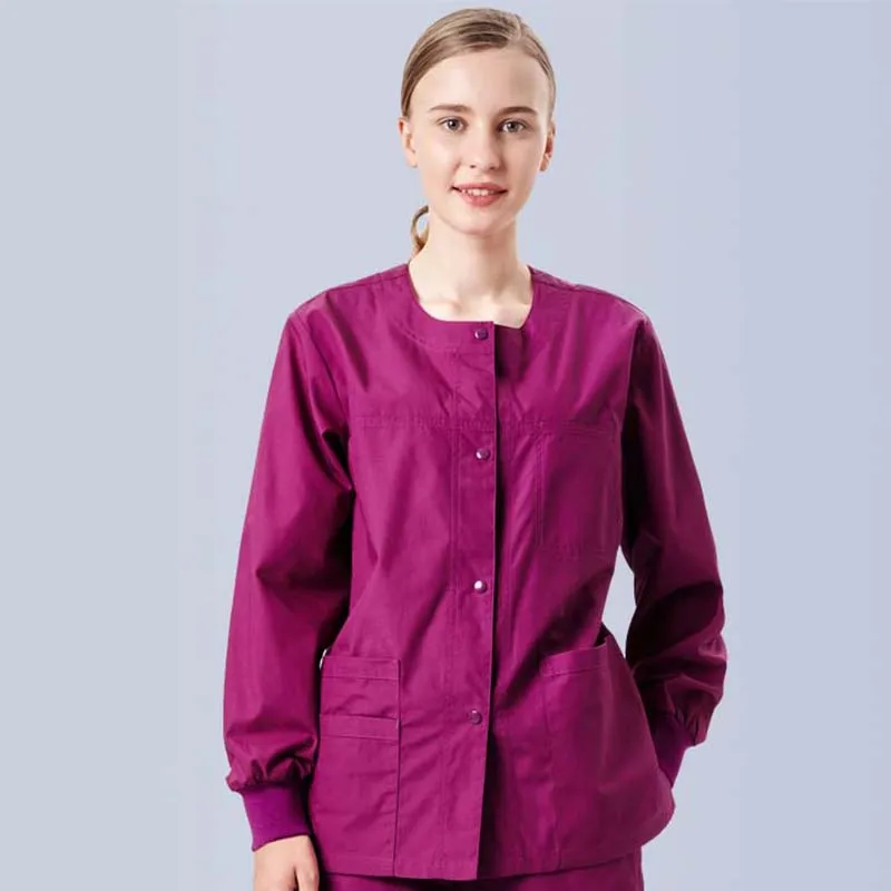Wine Jacket 4XL медицинская куртка скрабы униформы для женщин разогрева скрепленные мед технологии куртки ребра комплект манжеты на кнопках с длинным рукавом зимнее пальто - Цвет: Wine Jacket