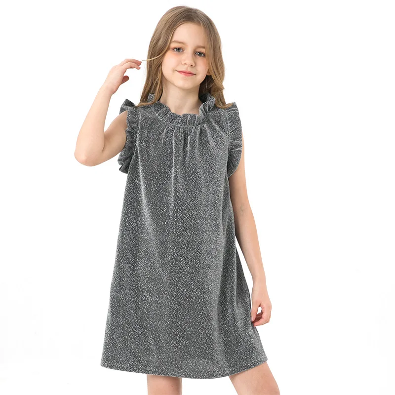 Summer Baby Kids Girl Dress 2019 Casual Solid Gray 10 12 Year Teenager Cute Princess Party Teen Dresses for Girls Children | Детская