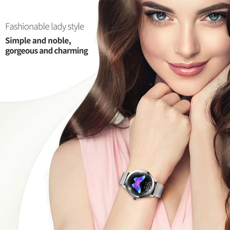 Bluetooth Смарт часы для женщин и девушек спортивные Роскошные водонепроницаемые с