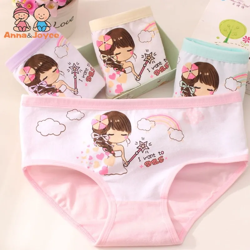 

2pc/Lot Retail Girls Soft Pure Cotton Underwear Pricness Cartoon Kids Triangle for 3 To 12 Years
