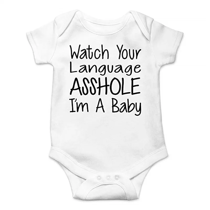 

YSCULBUTOL watch your language asshole im a baby baby bodysuit cute baby clothes 0 to 12m baby boys and girls