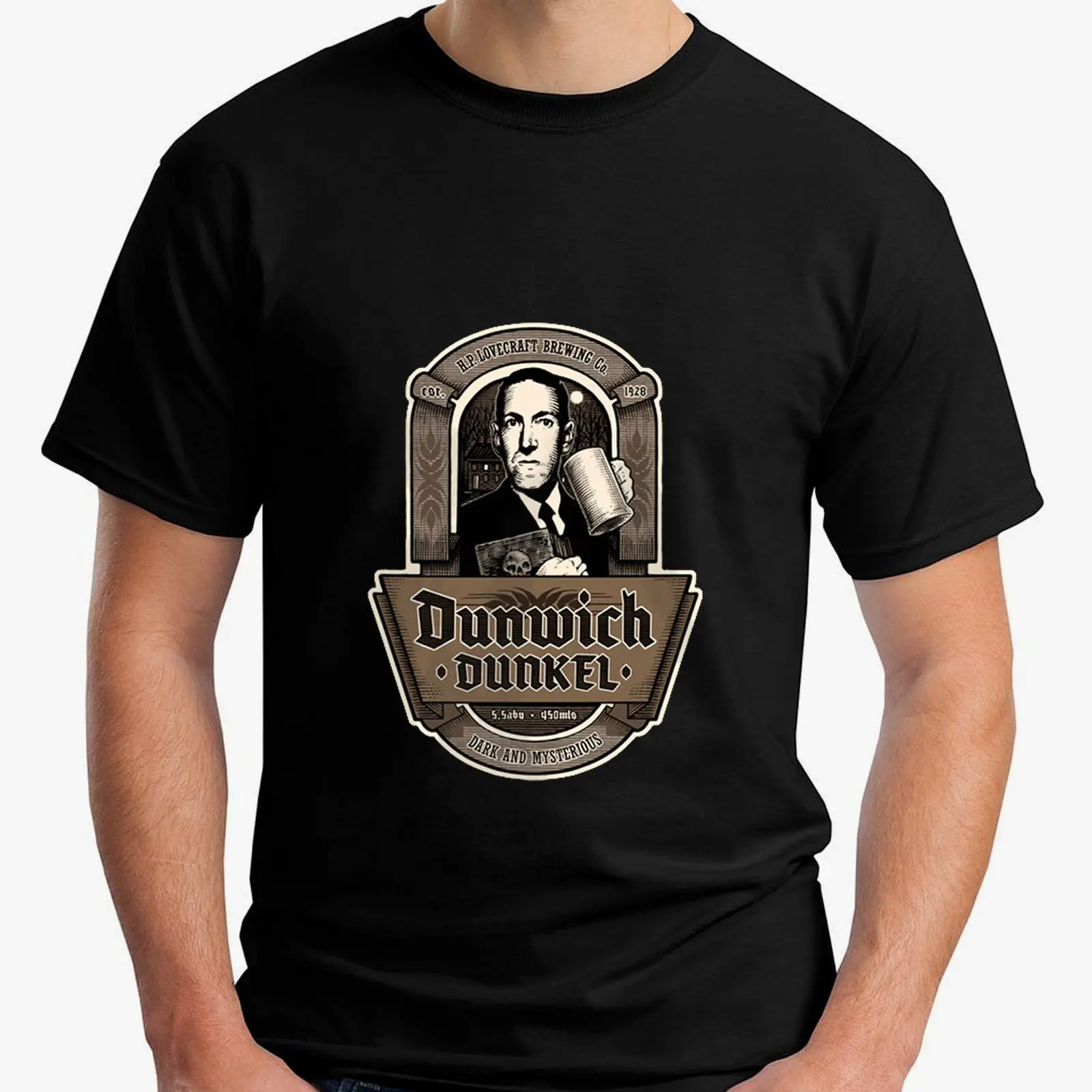 Новинка 2017 брендовая футболка мужская хлопковая черная с логотипом DUNWICH SOMBRE