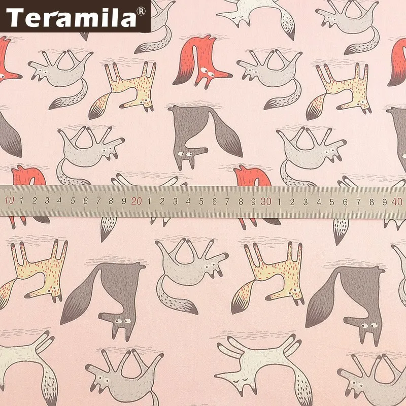Teramila лисицы с животным дизайном 100% хлопок розовая ткань Tecido сделай сам лоскутная