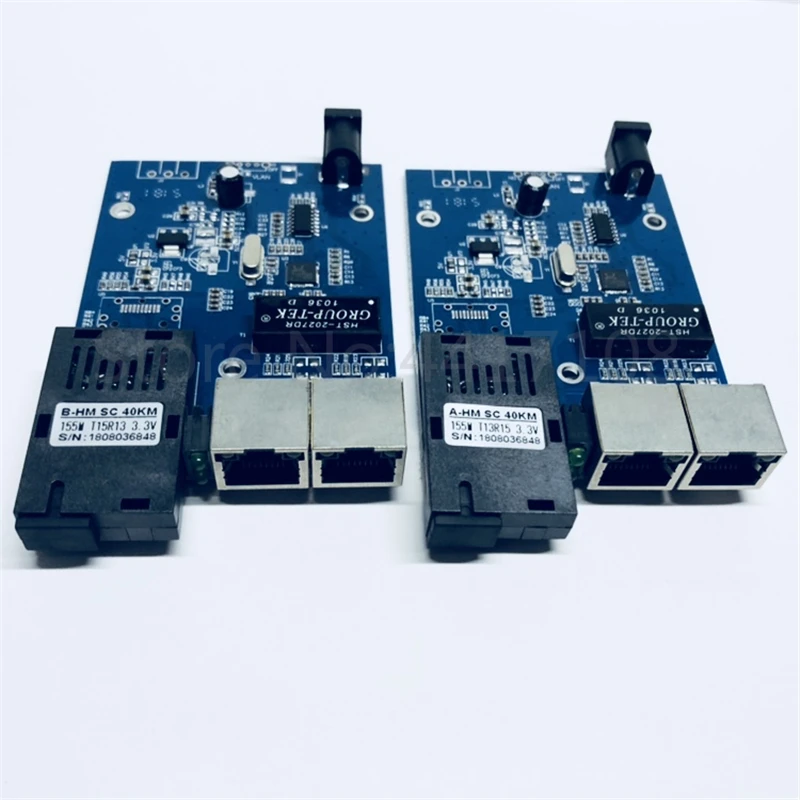10/100M Fast Ethernet Switch Converter 20KM Fiber Optical Media Single Mode 2*RJ45 and 1*SC fiber Port PCBA | Мобильные телефоны и