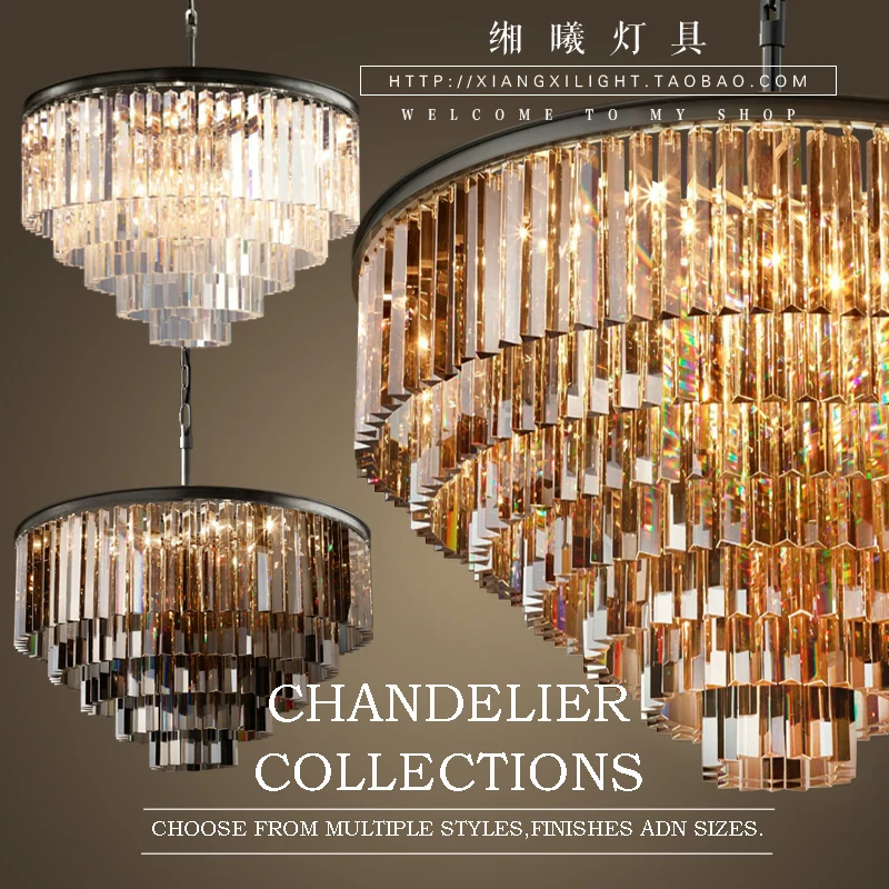 Роскошная американская Хрустальная ретро большая Подвесная лампа E14