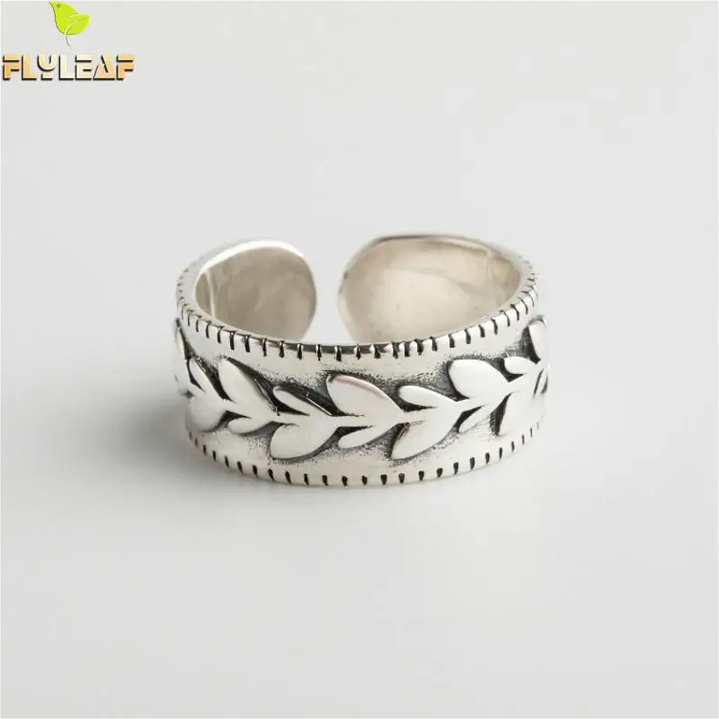 

Retro Thai Silver Leaves open Rings For Women 925 Sterling Silver Original handmade female Vintage jewelry
