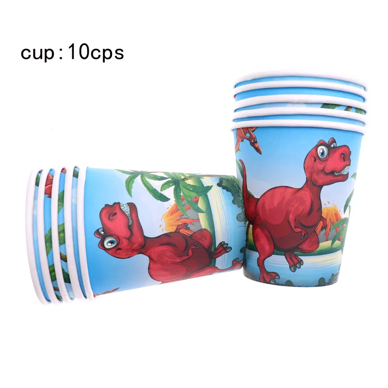 cups 10pcs Рождество милый динозавр свадебные декоративные тарелки чашки аксессуары для салфеток посуда детский душ день рождения для детей - Цвет: cups 10pcs