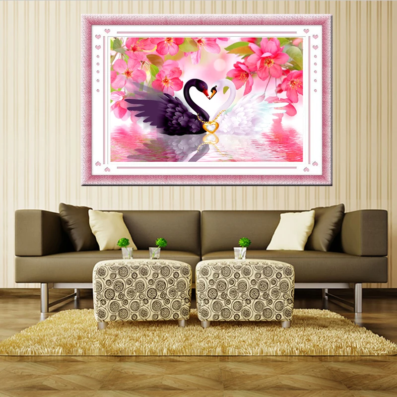 Алмазная мозаика Swan 64*42 см фигурка животного алмазная вышивка Swans живопись 5D | Дом
