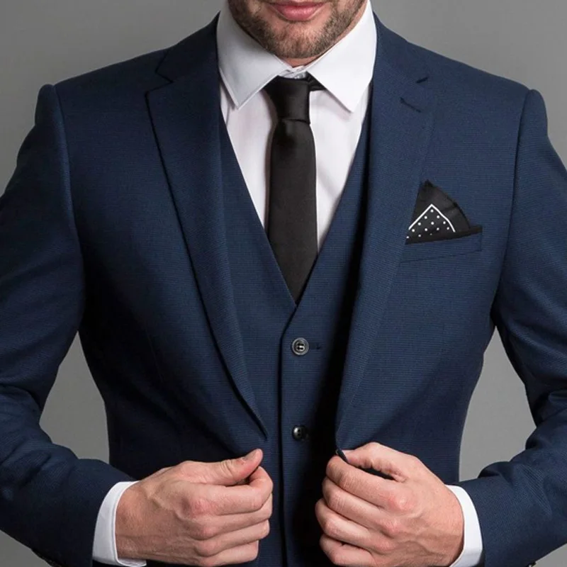 Темно-Синий Формальные Свадебные Смокинги для Джентльмена Пром Slim Fit 3 Шт. С