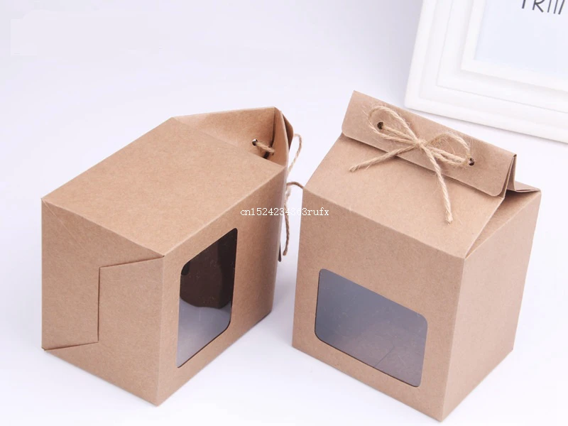300pcs Kraft Paper Party Wedding Gift Bags Cake Chocolates Candy Packing BoxesStand Up Food Clear PVC Window Seal Boxes | Дом и сад