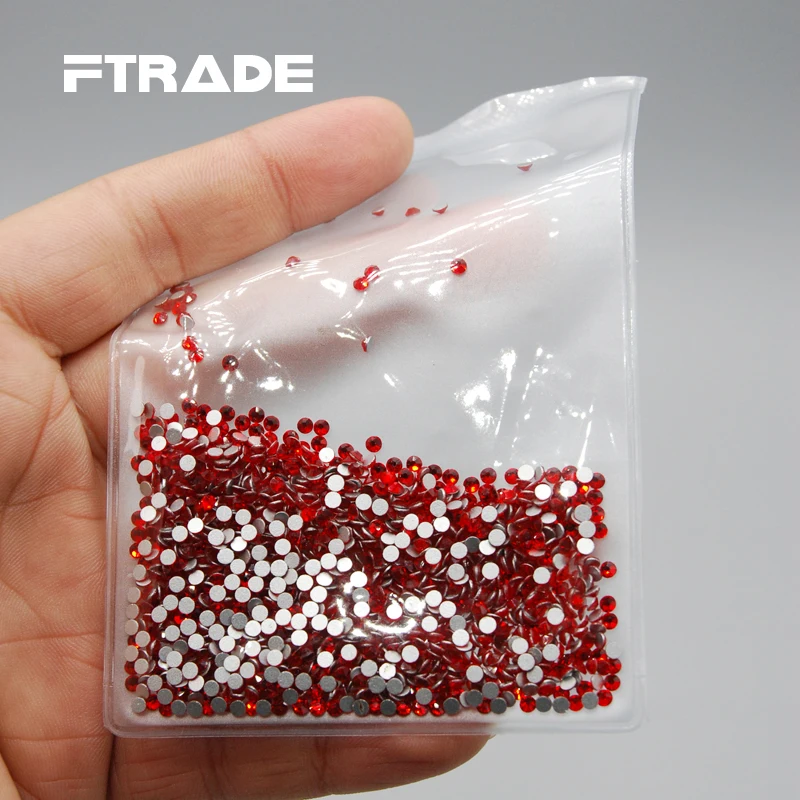 Стразы для дизайна ногтей Красный/цвет светлый Сиам SS3-SS30 (1 3-6 мм) flatback самодельные