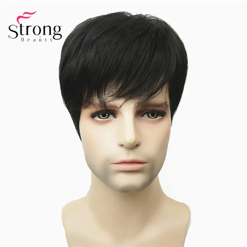 StrongBeauty Мужская парика-накладка синтетические волосы короткие волосы для наращивания волос