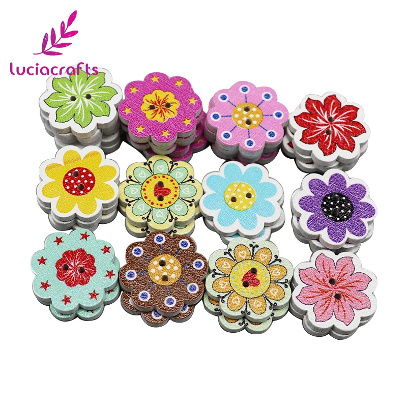 Деревянные пуговицы Lucia craft деревянные с цветами Швейные аксессуары 2 отверстиями
