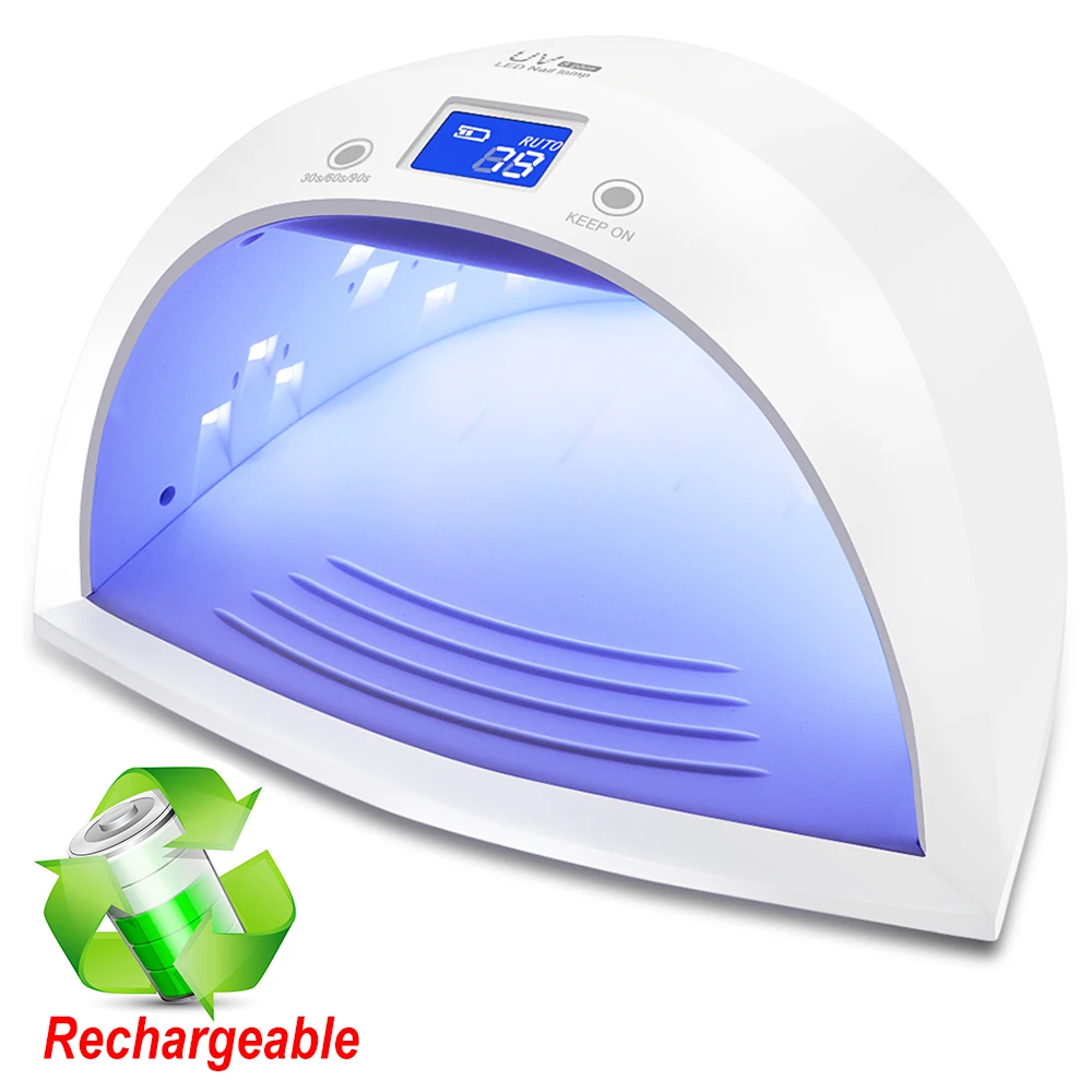 Самый новый 60W аккумуляторная УФ-лампа с 27 светодиодами для ногтей, для полимеризации всех видов гелей и лаков. Удобна для переноски.