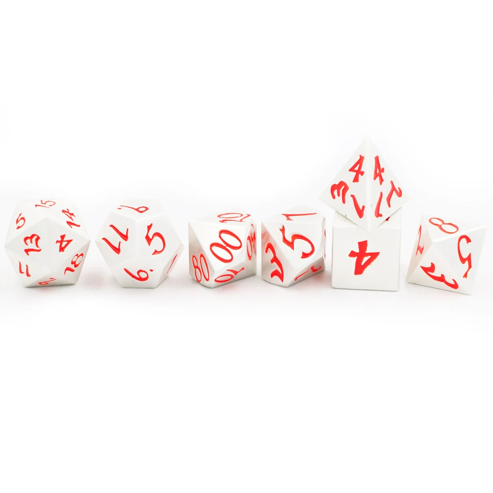 IMDG 7 шт./компл. Творческий RPG игра в кости многогранник металлические игральные кубики DND крупный шрифт жемчуг серебро оранжевый Цвет цифровой игра в кости