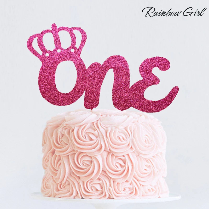 Много цветов блестящая корона на день рождения Топпер для одного торта детский
