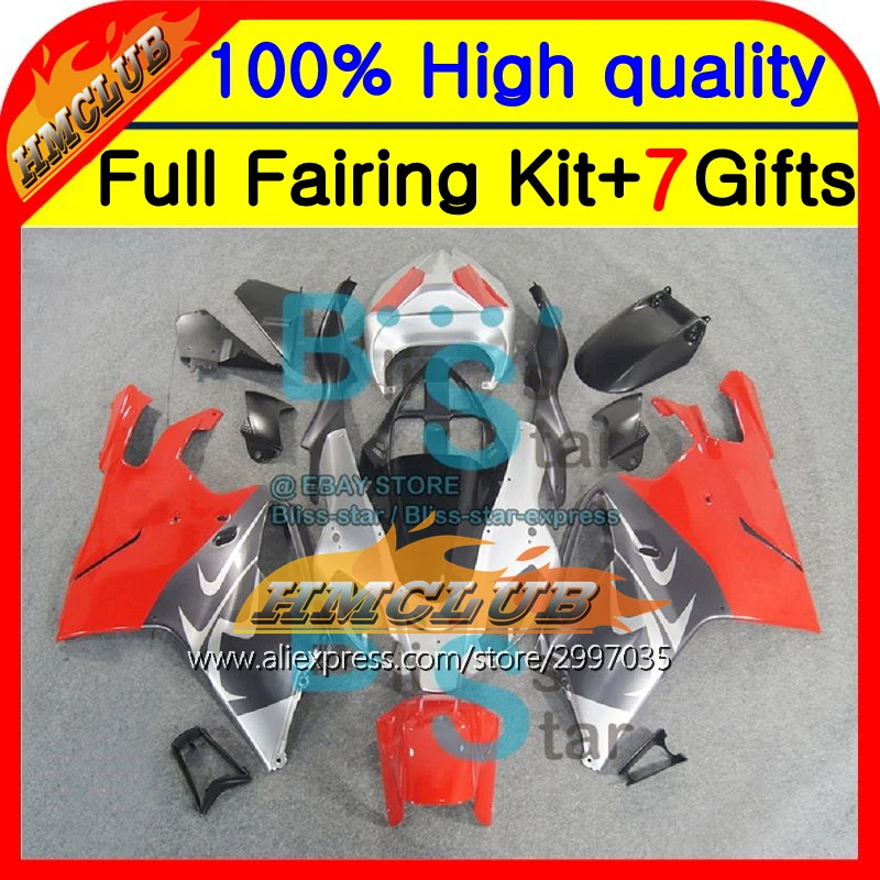

Body Red Silvery For Aprilia RSV1000R 03 04 05 06 RSV1000 R 5HM32 RSV 1000R 1000 R 03-06 2004 2005 2006 Fairing Hot Red grey