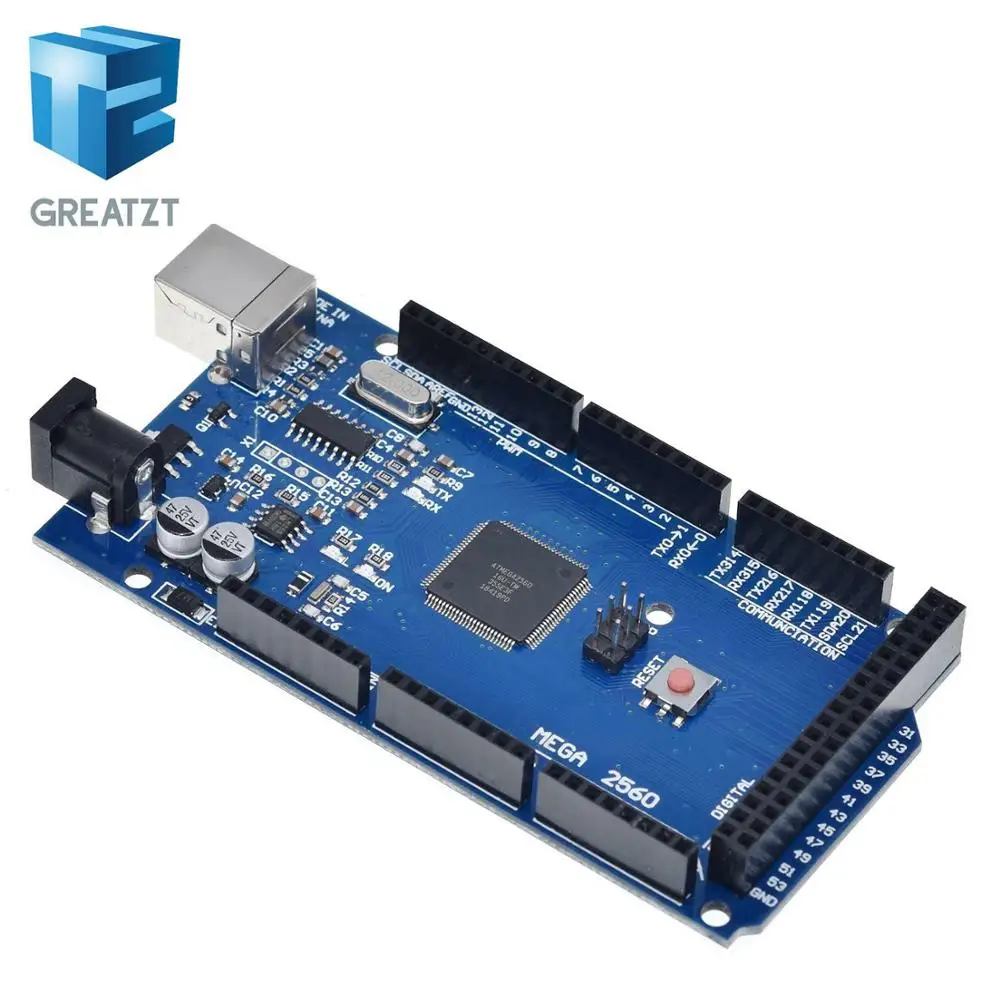 Плата GREATZT Mega 2560 R3 Mega2560 REV3 (ATmega2560 16AU CH340G) на usb кабеле совместима с arduino [с