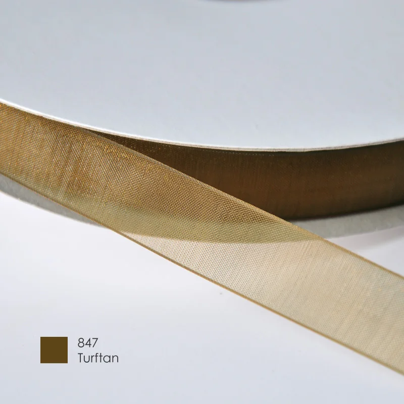 turftan 847 YAMA 22 25 32 38 мм для рукоделия, свадебная посылка, 200 ярдов/партия, зеленый, желтый, коричневый цвет, сплошная Прозрачная Шелковая лента из органзы - Цвет: turftan 847