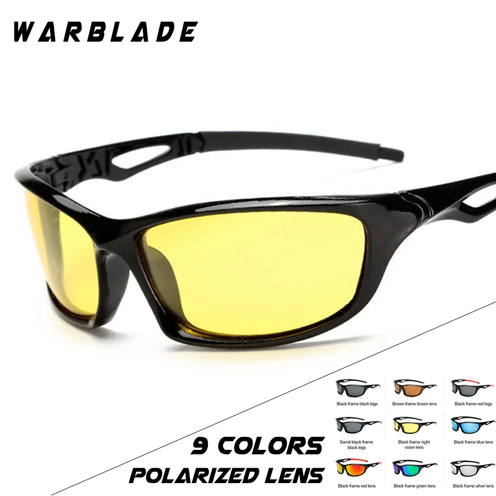 

WARBLADE Sunglasses Men Driving Night Vision Polarized Goggles Sun Glasses Yellow Lens Anti-Glare 2018 New Arrival Eyewears