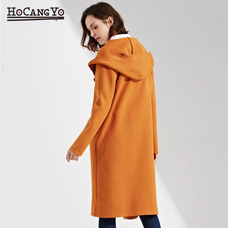 HCYO Winter Sweaters Cardigan Ladies Sweater Coat Slim Solid Hooded Knitting Thick Cardigans Free Size |