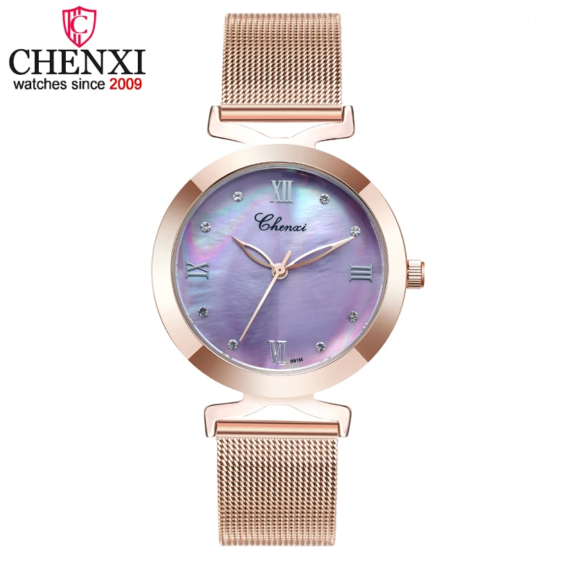 

CHENXI Shell dial Fashion Ladies Watches Women Luxury Brand Wristwatches Golden Women's Quartz Clock Dress Watch Reloj Mujer