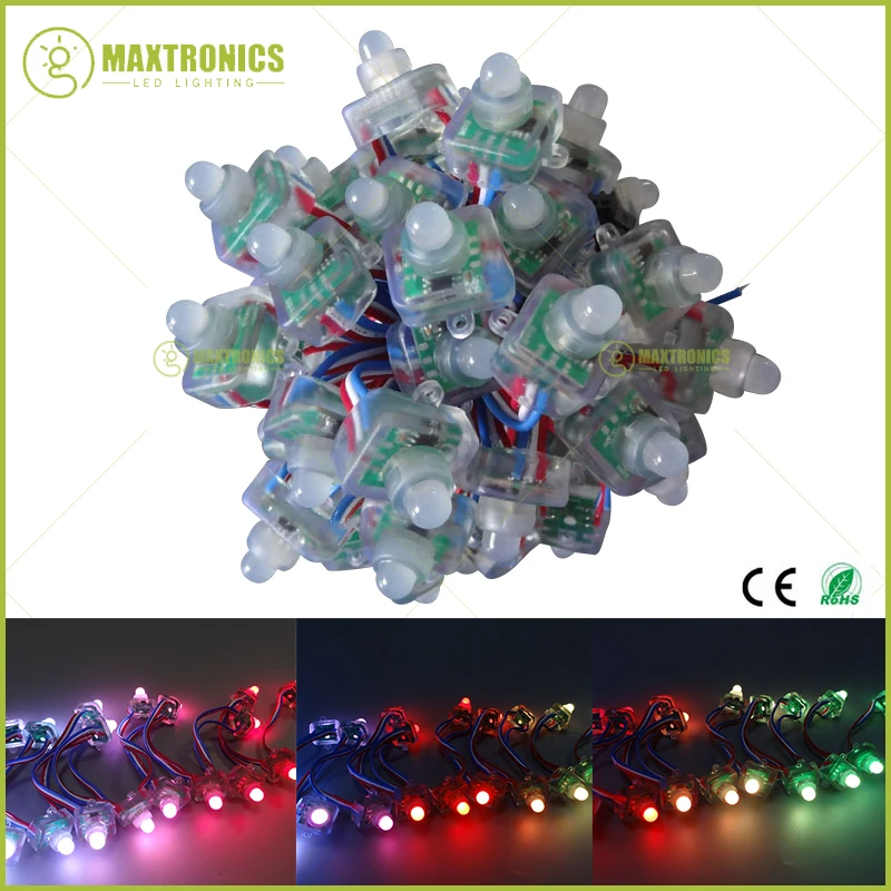 50 шт. 12 мм WS2811 2811 цифровой рассеянный RGB светодиодный пиксельный квадратный IP68